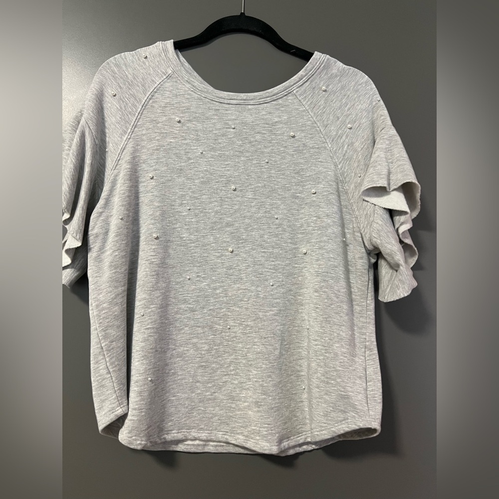 Gray Ruffle Sleeve Top